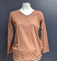V YAKA UZUN KOL PAMUKLU BLUZ