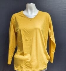 V YAKA UZUN KOL PAMUKLU BLUZ