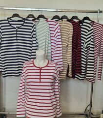 akench uzun kol çizgili bluz