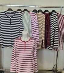 akench uzun kol çizgili bluz