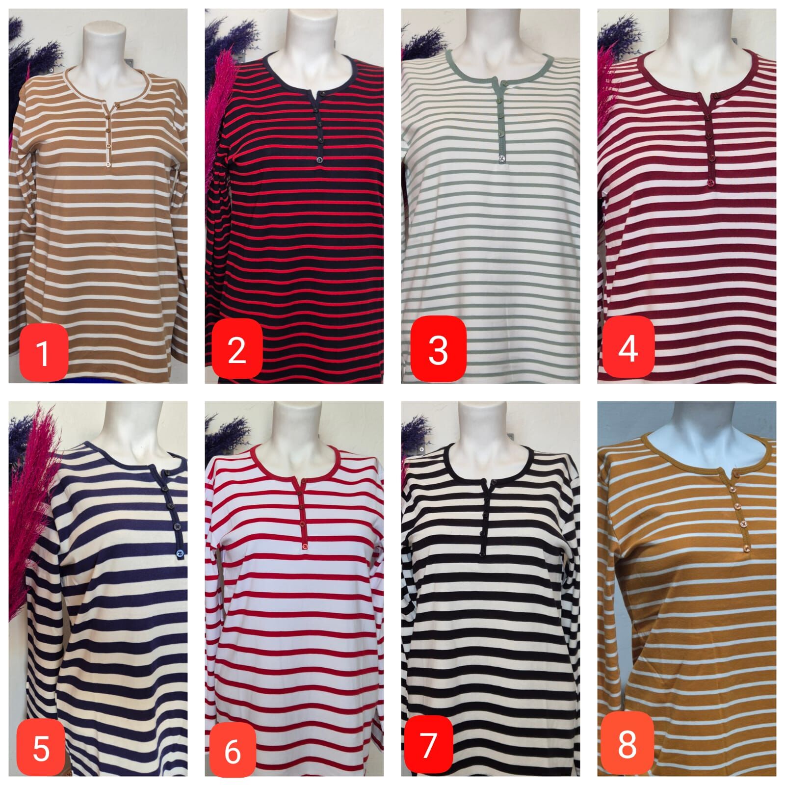 akench uzun kol çizgili bluz